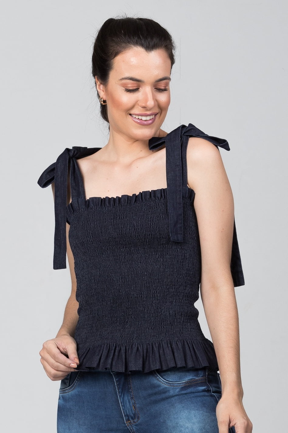 Blusinha Jeans Lastex F2021456