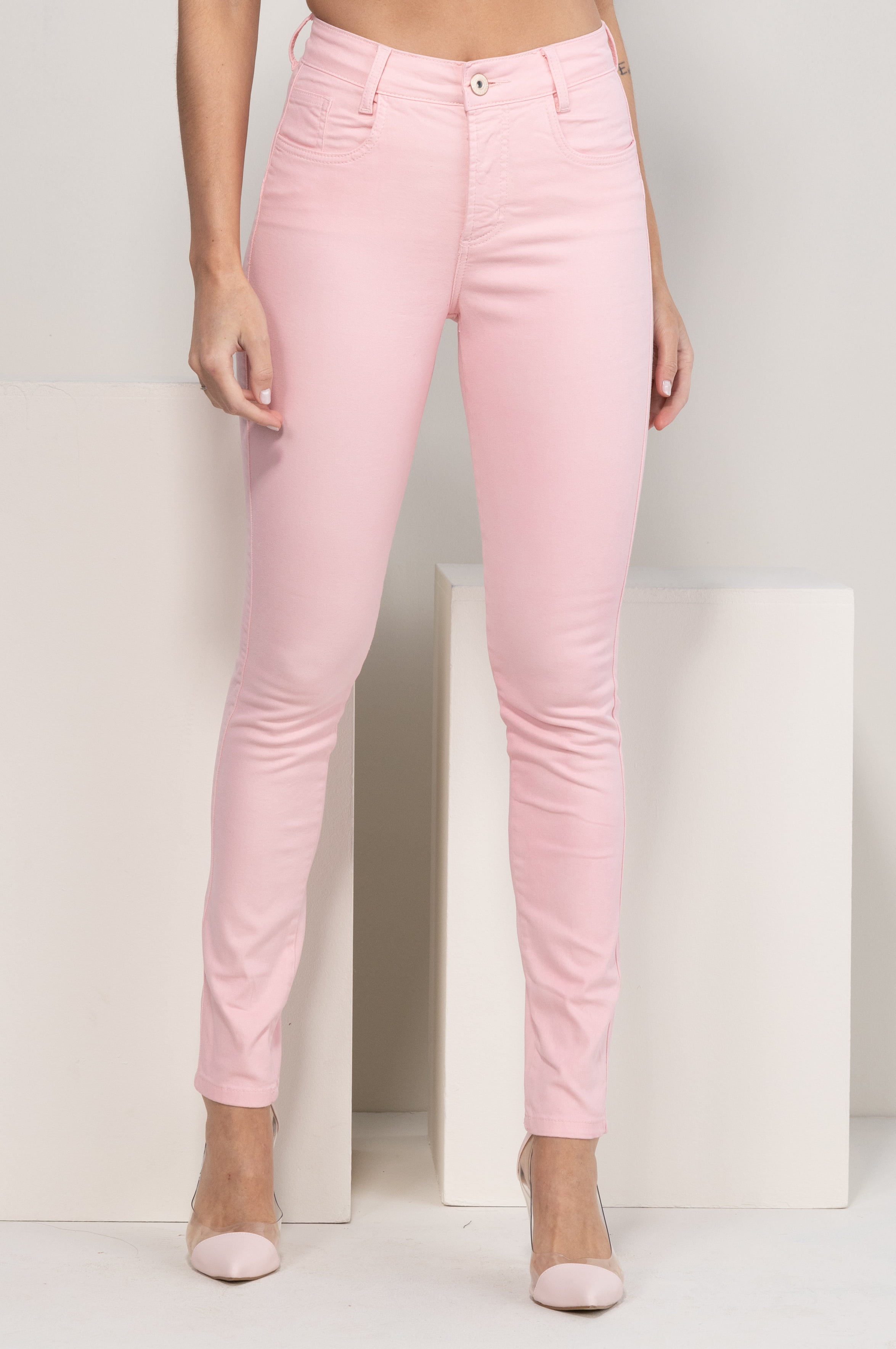 Calça de Sarja Rosa Claro Skinny F2900RO