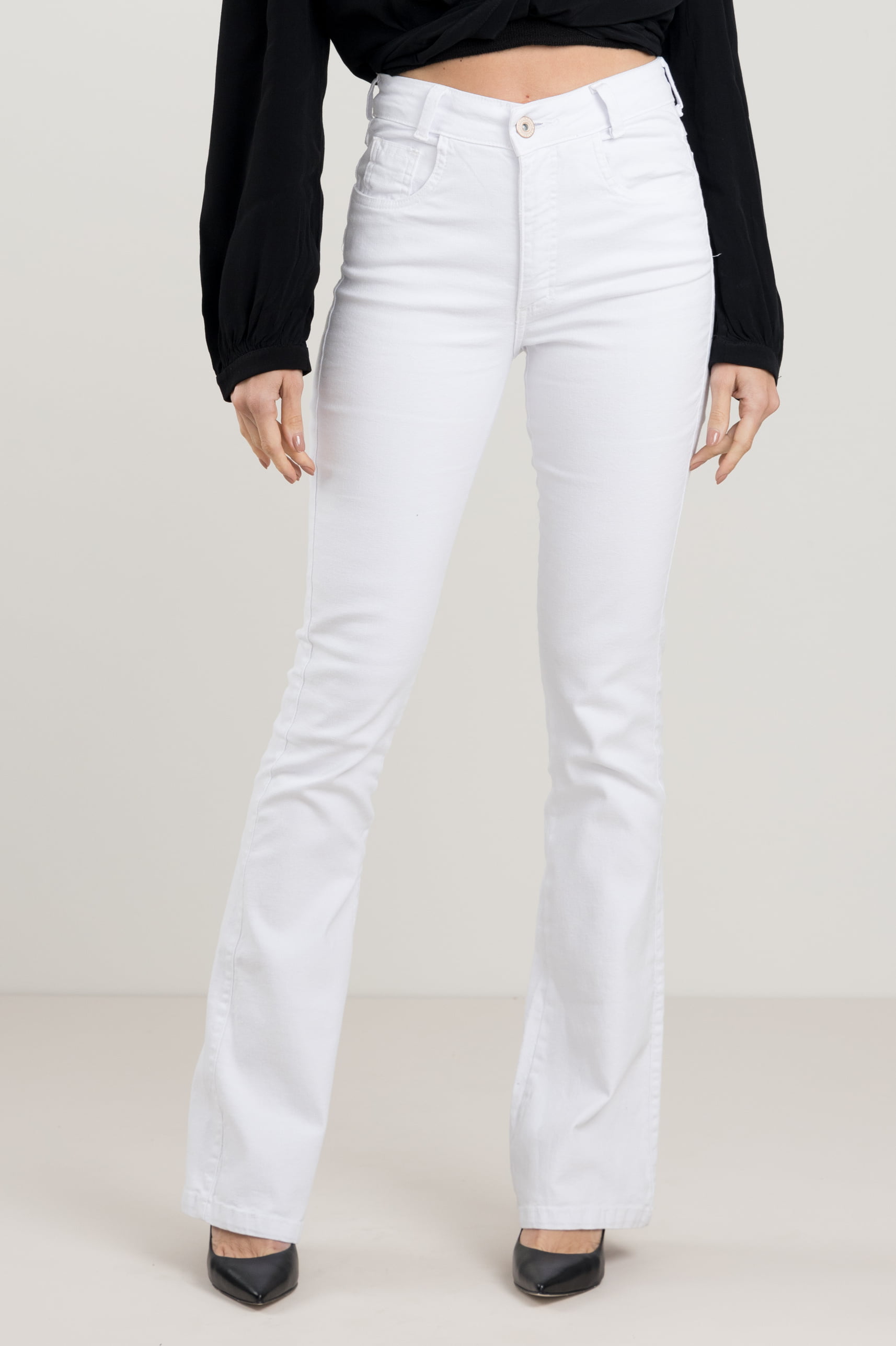 Calça Flare Jeans Feminina Branca F2023154BR