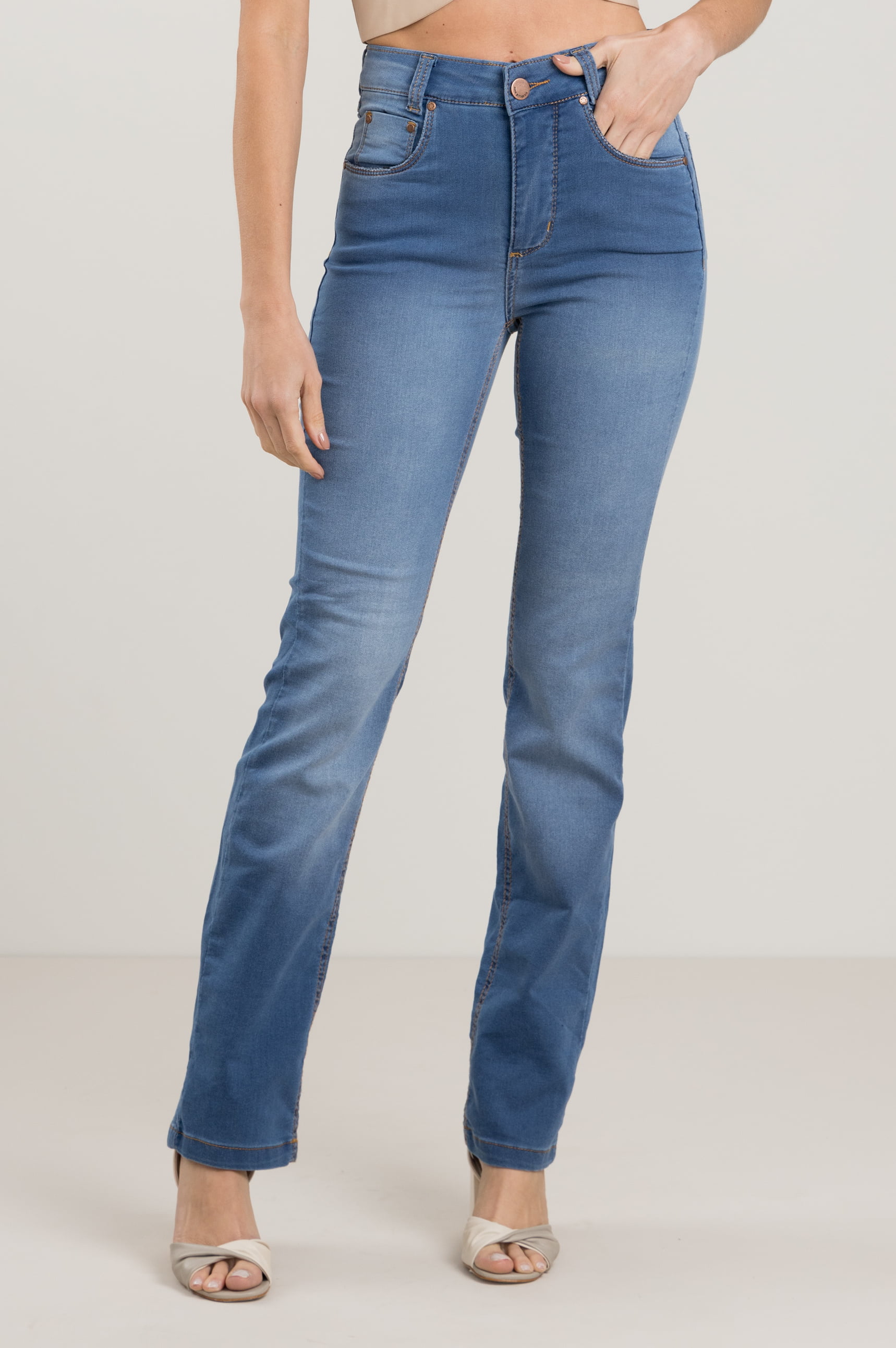 Calça Jean Reta Feminina Azul Claro F2023136