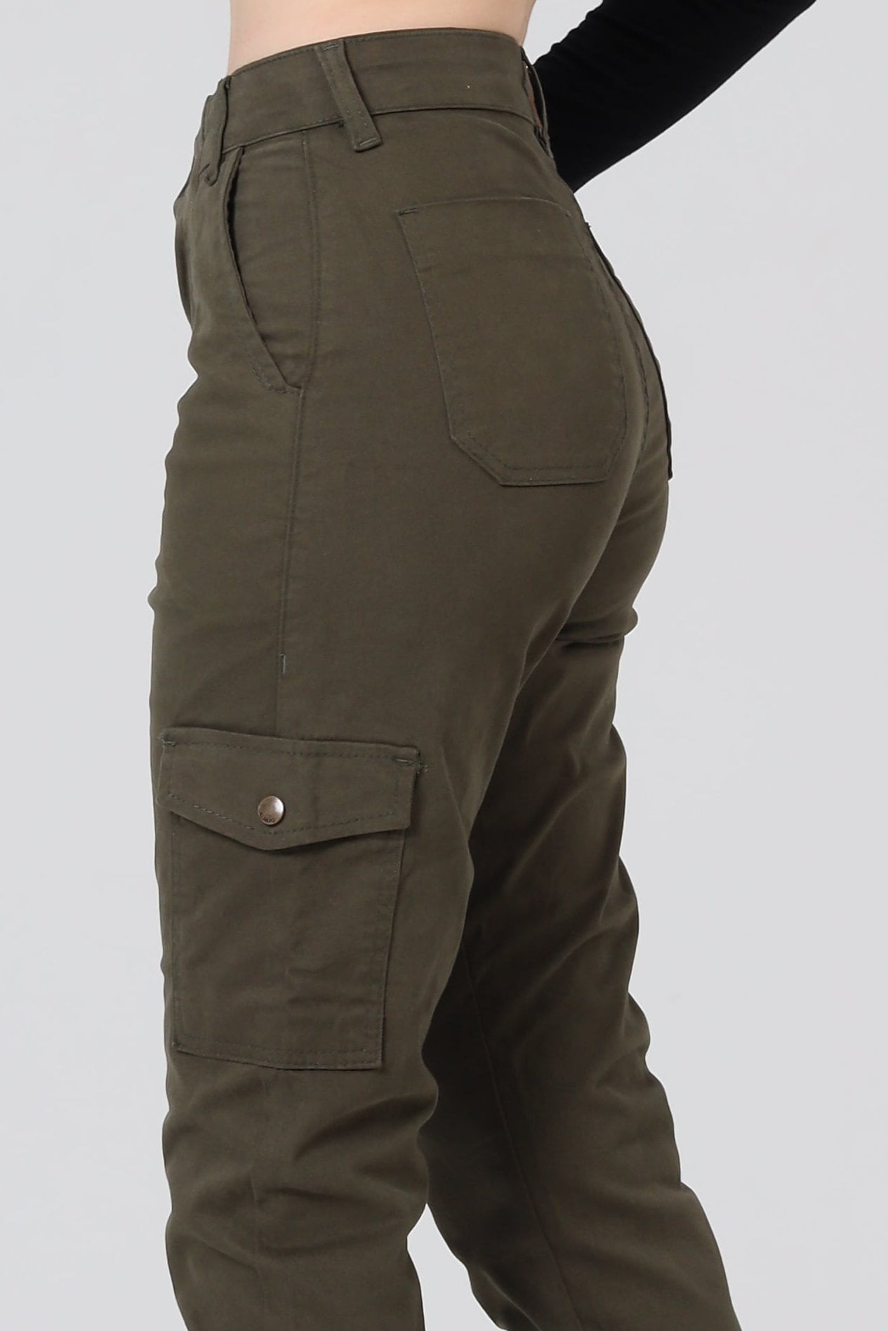 Calça Cargo Feminina Skinny Verde Militar
