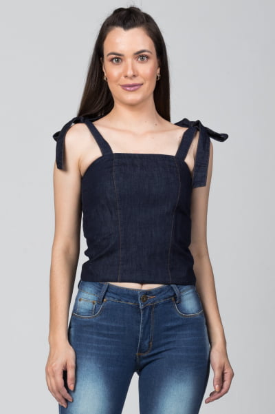 Blusinha Jeans de Alça Ajustável BL2021454