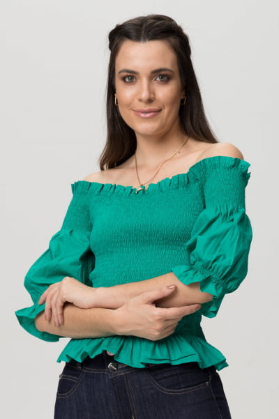 Blusa Ciganinha Lastex Verde F2022104
