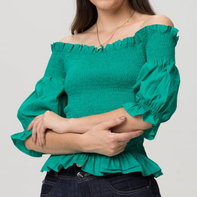 Blusa Ciganinha Lastex Verde F2022104