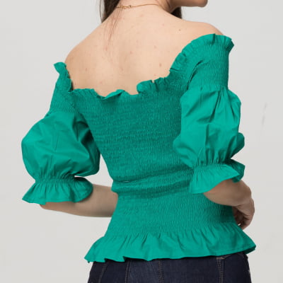 Blusa Ciganinha Lastex Verde F2022104