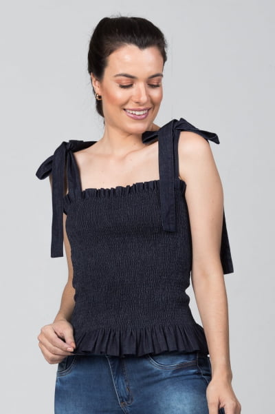 Blusinha Jeans Lastex F2021456