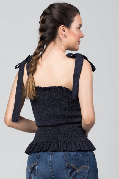 Blusinha Jeans Lastex F2021456