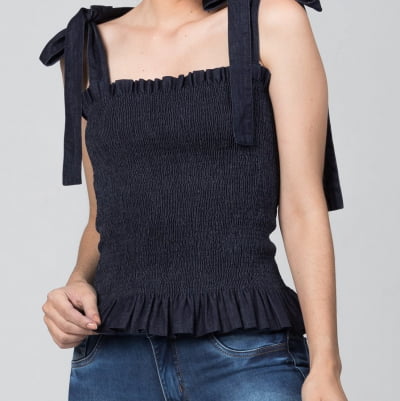 Blusinha Jeans Lastex F2021456