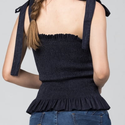 Blusinha Jeans Lastex F2021456