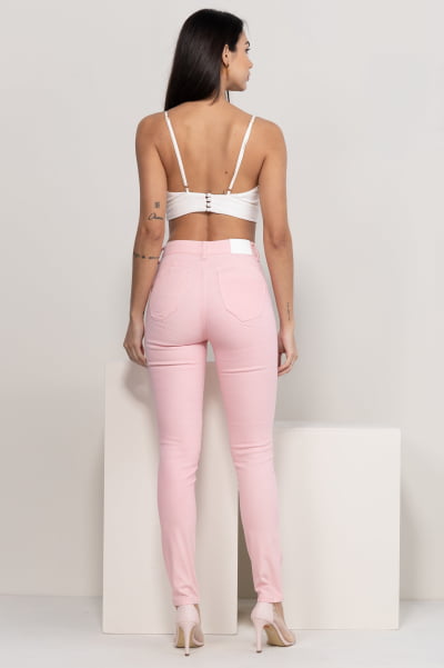 Calça de Sarja Rosa Claro Skinny F2900RO