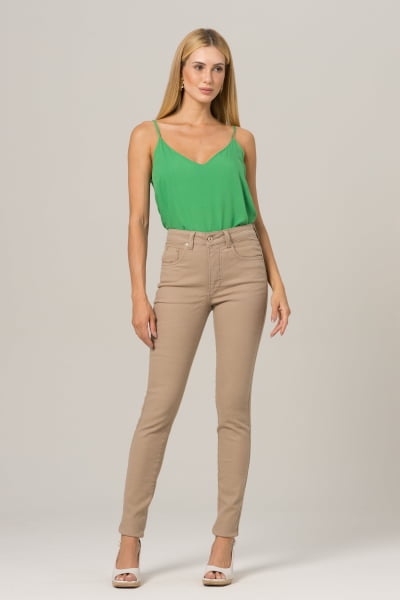Calça Feminina Caqui Sarja F2023036-CA