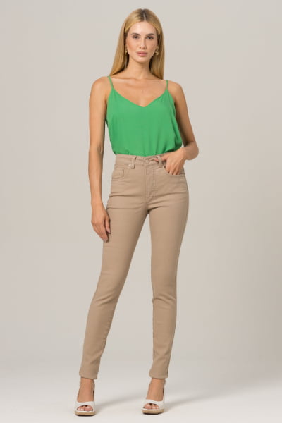 Calça Feminina Caqui Sarja F2023036-CA
