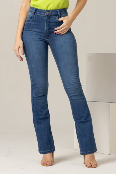 Calça Flare Jeans Feminina Azul Médio F2023028