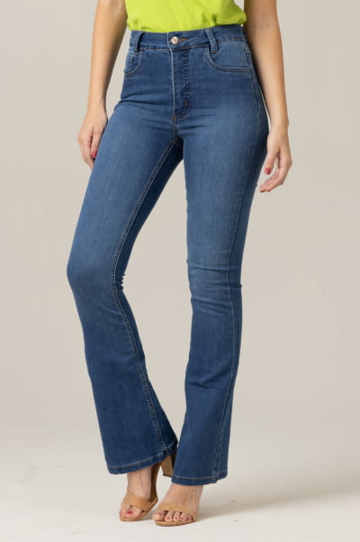 Calça Flare Jeans Feminina Azul Médio F2023028