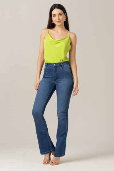 Calça Flare Jeans Feminina Azul Médio F2023028
