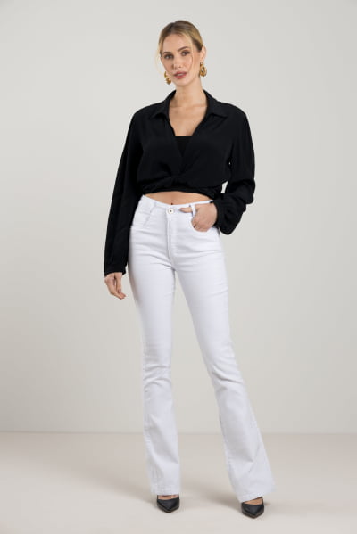 Calça Flare Jeans Feminina Branca F2023154BR