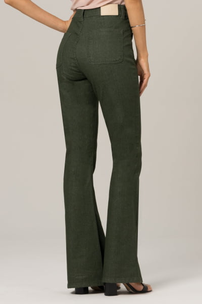 Calça Flare Sarja Verde Oliva F2023146