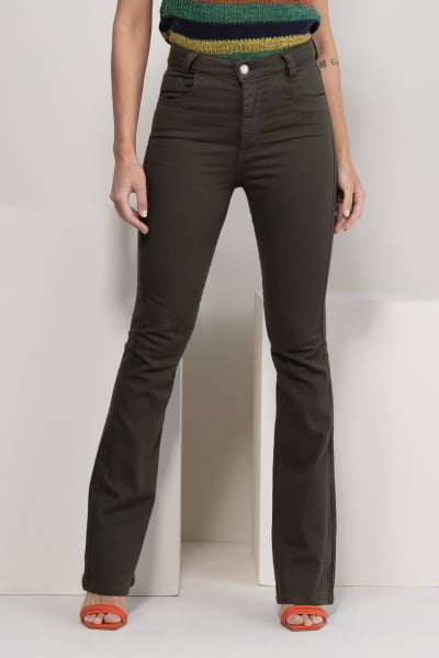 Calça Flare Verde Militar F2023040