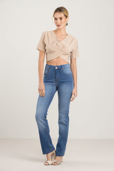 Calça Jean Reta Feminina Azul Claro F2023136