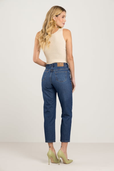 Calça Jeans Feminina Mom Azul Médio F2023079
