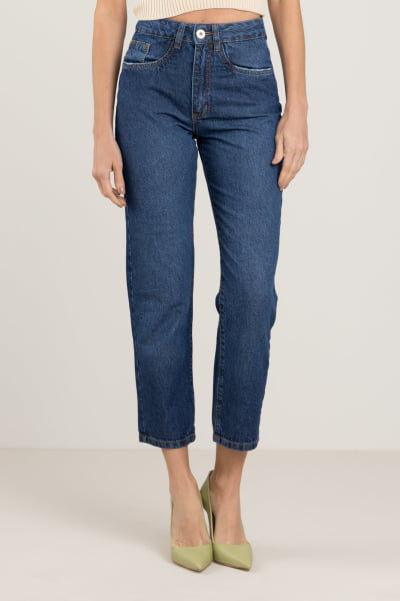 Calça Jeans Feminina Mom Azul Médio F2023079