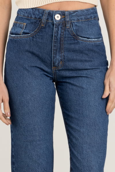 Calça Jeans Feminina Mom Azul Médio F2023079