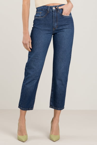 Calça Jeans Feminina Mom Azul Médio F2023079