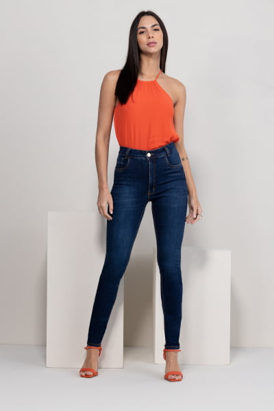 Calça Jeans Feminina Skinny Azul Escuro F2023037