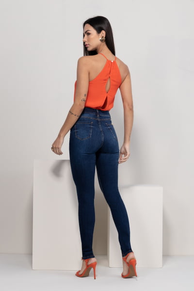 Calça Jeans Feminina Skinny Azul Escuro F2023037