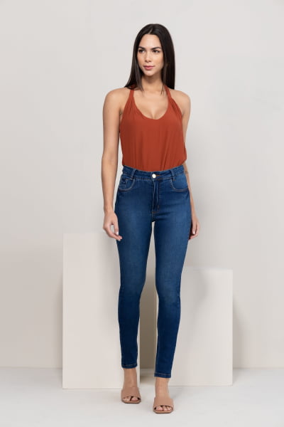 Calça Jeans Feminina Skinny Azul Escuro F2023026