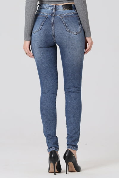 Calça Jeans Feminina Skinny Azul Médio F2849