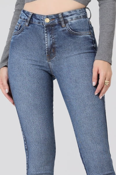 Calça Jeans Feminina Skinny Azul Médio F2849