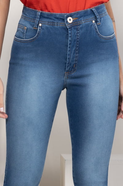 Calça Jeans Feminina Skinny Push Up Azul Médio F2023013