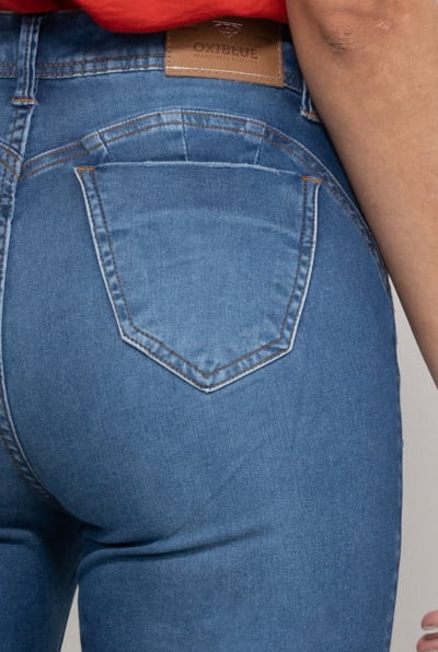 Calça Jeans Feminina Skinny Push Up Azul Médio F2023013
