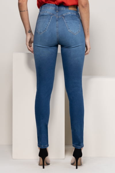 Calça Jeans Feminina Skinny Push Up Azul Médio F2023013