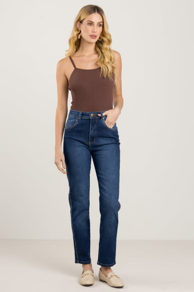 Calça Jeans Mom Azul Médio F2023161