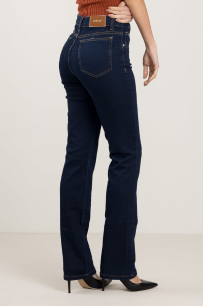 Calça Jeans Reta Feminina Azul Escuro F2023167