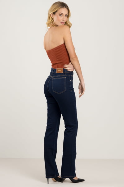Calça Jeans Reta Feminina Azul Escuro F2023167