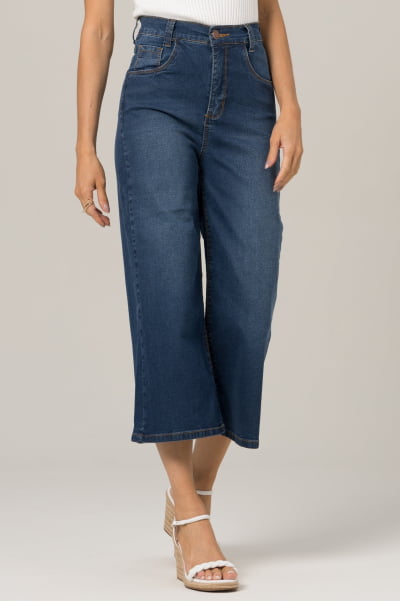 Calça Jeans Pantacourt Azul Médio F2024001