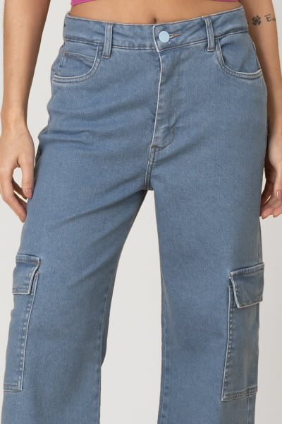 Calça Wide Leg Cargo Jeans F2023049