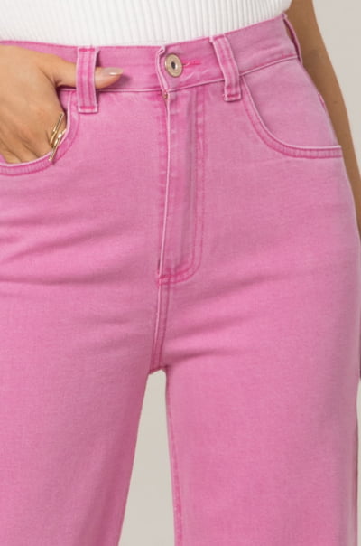 Calça Wide Leg Rosa Stonada F2022900