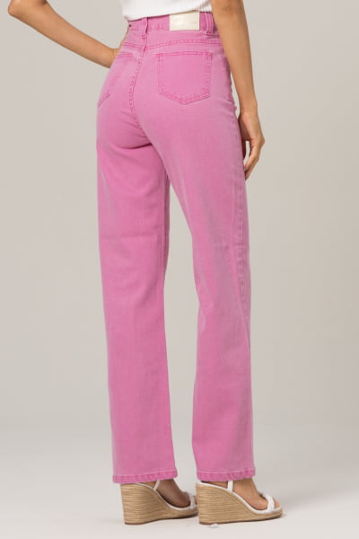 Calça Wide Leg Rosa Stonada F2022900